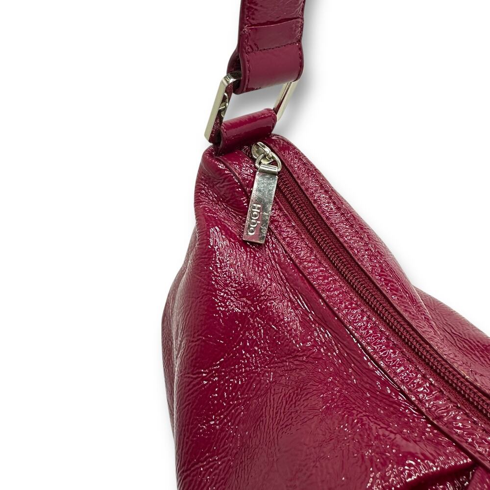 Hobo International Women Patent Shoulder Bag Berry Wine Purple Crinkle Leather - Picture 6 of 14